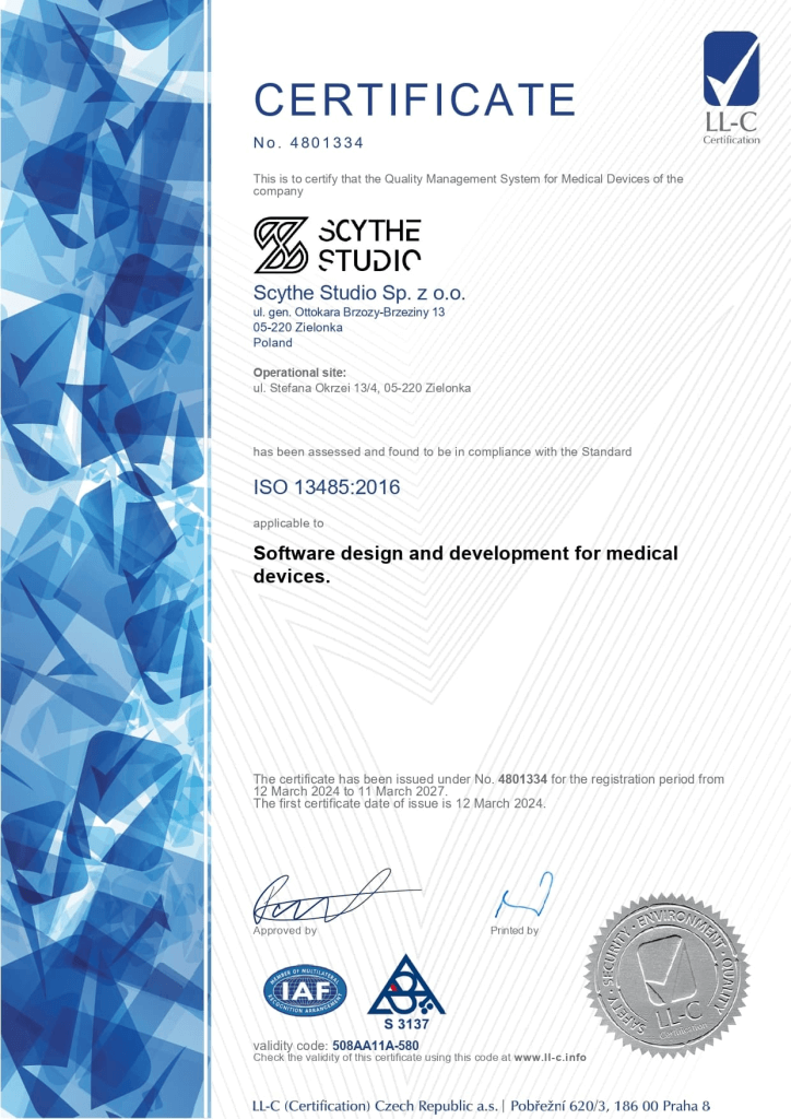 ISO 13485 certificate